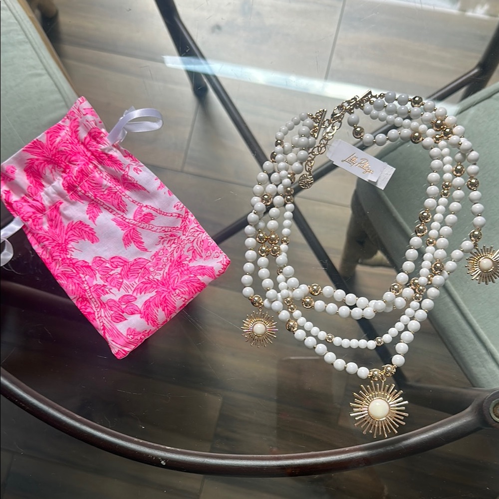 Lilly Pulitzer Gold and White Beaded Necklace